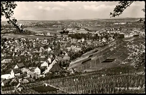 Ansichtskarte Stetten im Remstal Blick auf Stadt und Weinberge 1962