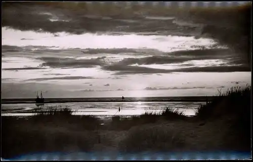 St. Peter-Ording Abend am Meer - Dünen Fischkutter Stimmungsbild 1958