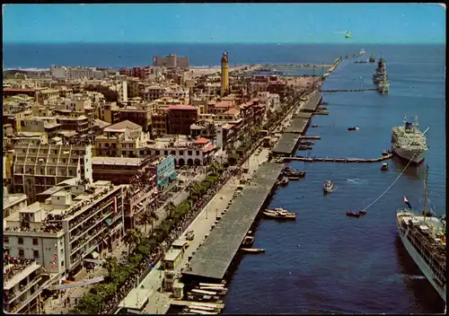 Port Said بورسعيد (Būr Saʻīd) Luftbild Stadt Hafen Schiffe 1977