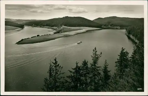 Ansichtskarte Saalburg-Ebersdorf (Saale Am Stausee der Bleilochtalsperre 1937