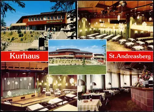Ansichtskarte Sankt Andreasberg-Braunlage Kurhaus mit Innenansichten 1978