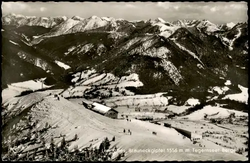 Ansichtskarte Lenggries Panorama mit Brauneckgipfel Tegernseer Bergen 1962