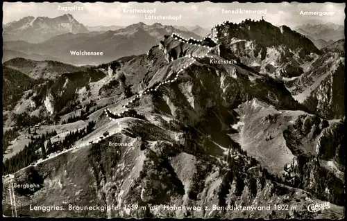 Lenggries Umland-Ansicht mit Zugspitze Krottenkopf Walchensee 1963