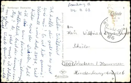 Ansichtskarte Bamberg Dom Bamberger Domreiter 1962