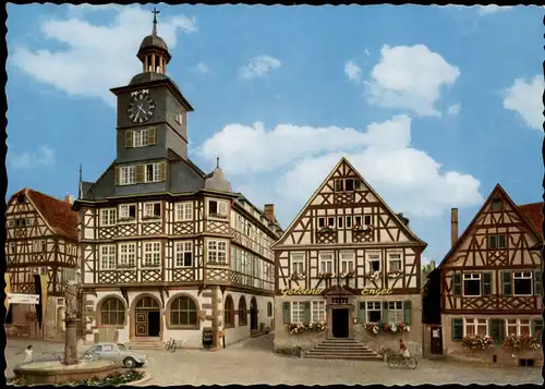 Ansichtskarte Heppenheim an der Bergstraße Großer Markt mit Rathaus 1964