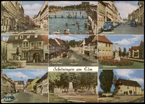 Schöningen (Elm) Mehrbildkarte mit 9 Echtfoto-Ortsansichten 1964