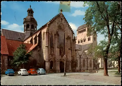 Hildesheim Dom, Vorplatz mit Autos, Auto Volkswagen VW Käfer 1965