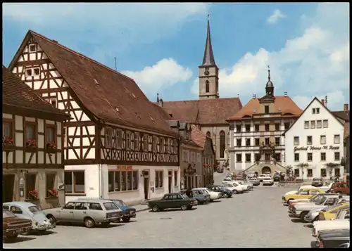 Iphofen Marktplatz diverse Autos u.a. VW Käfer, Ford, Opel 1979