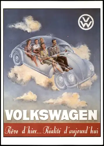 Ansichtskarte  VW Käfer Volkswagen (altes Werbe-Design) 1970