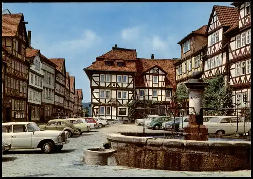 Bad Sooden-Allendorf Marktplatz div. Auto-Modelle, u.a. VW Käfer, Mercedes 1965