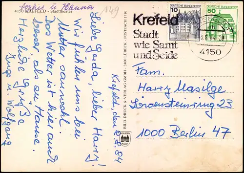 Ansichtskarte Krefeld Crefeld Stadttheater 1984