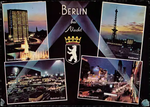 Charlottenburg-Berlin Ernst Reuter Platz, Bahnhof Zoo, Kudamm bei Nacht 1962