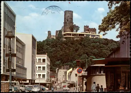 Bad Godesberg-Bonn VW Käfer Straßen Verkehr, Blick zur Godesburg 1968