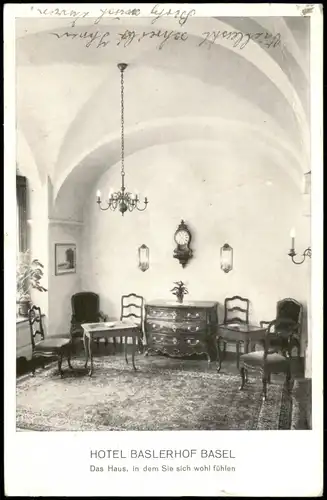 Ansichtskarte Basel Hotel Baseler Hof - Vestibül 1955