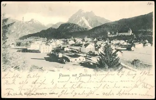 Ansichtskarte Füssen Stadt, Bahnhof 1902