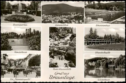 Braunlage Mehrbild-AK Schwimmbad Gondelteich Rosengarten Wandelhalle 1961