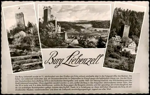 Bad Liebenzell Burg Liebenzell Chronik-Karte mit 3 Foto-Ansichten 1961