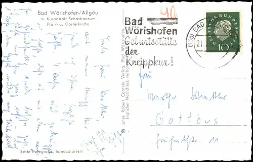 Bad Wörishofen Panorama-Ansicht mit Kuranstalt Sebastianeum Kirchen 1961