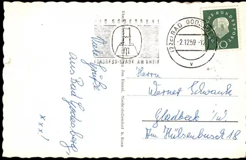 Ansichtskarte Bad Godesberg-Bonn Godesburg und Panorama Gesamtansicht 1959