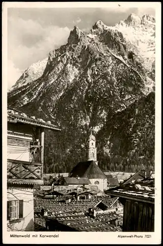 Ansichtskarte Mittenwald Mittenwald mit Karwendel Alpenwelt-Photo 1955