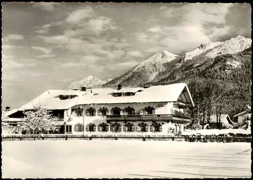 Ansichtskarte Krün Hotel-Pension Alpenhof im Winter 1973