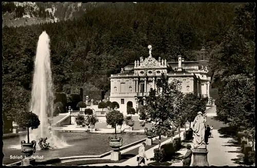 Ansichtskarte Linderhof-Ettal Schloss Linderhof, Fontäne 1958