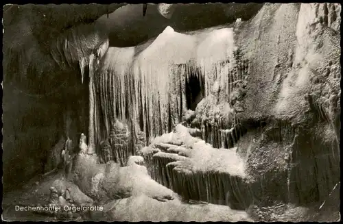 Ansichtskarte Grüne-Iserlohn Dechenhöhle Orgelgrotte - Fotokarte 1956