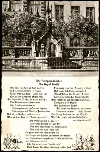 Ansichtskarte Köln Heinzelmännchenbrunnen - Liedtext 1962