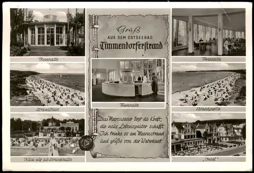 Ansichtskarte Timmendorfer Strand Strand, Strandhalle - Ostsee uvm 1953
