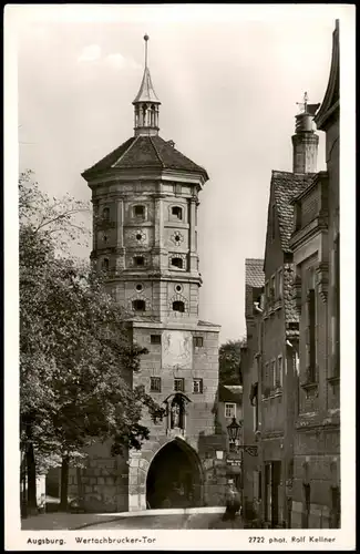 Ansichtskarte Augsburg Strassen Partie am Wertachbrucker-Tor 1955