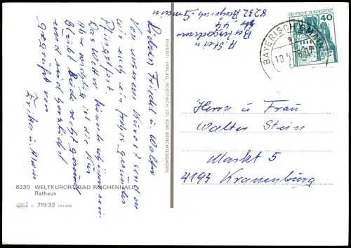 Ansichtskarte Bad Reichenhall Rathausplatz Rathaus Autos ua. VW Käfer 1978