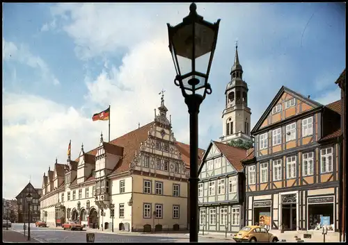 Ansichtskarte Celle Rathaus Strassen Ansicht Autos u.a. VW Käfer 1990