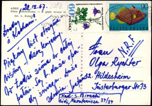 Postcard Lodz / Lodsch Łódź Ulica piotrkowska 1986