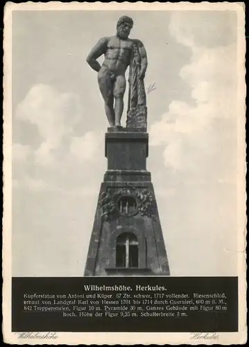 Bad Wilhelmshöhe-Kassel Cassel Herkules-Statue mit Beschreibung 1928