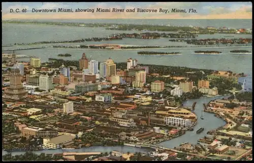 Postcard Miami Luftaufnahme Areal View 1955  gel. Air Mail