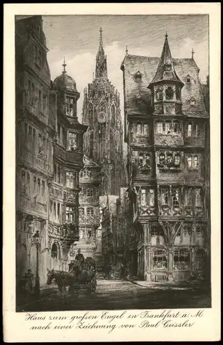 Ansichtskarte Frankfurt am Main Haus zum großen Engel - Künstlerkarte 1924