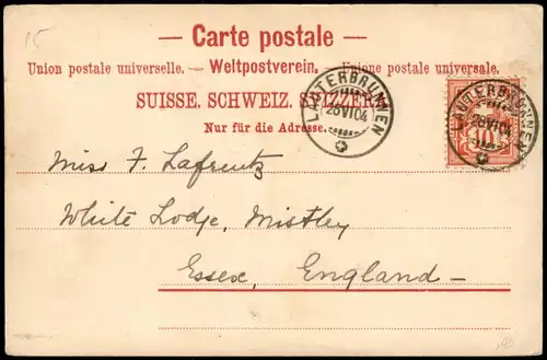 Ansichtskarte Meiringen Stadt mit Well- u. Wetterhorn 1904