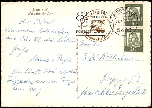 Ansichtskarte Walporzheim-Bad Neuenahr-Ahrweiler Bunte Kuh - Restaurant 1963