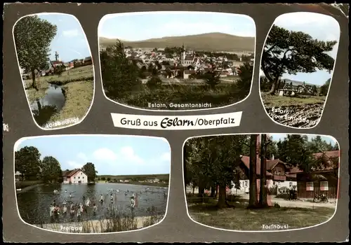 Ansichtskarte Eslarn Totale, Freibad, Torfhäusl MB 1966