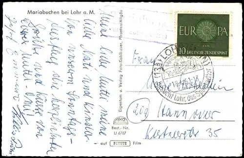Ansichtskarte Lohr Main Mariabuchen - Colorfotokarte 1961  gel. Landpoststempel