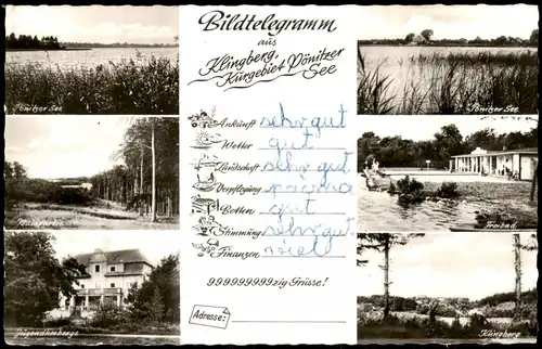 Ansichtskarte Klingberg am See MB Pönitzer See 1959  gel. Landpoststempel