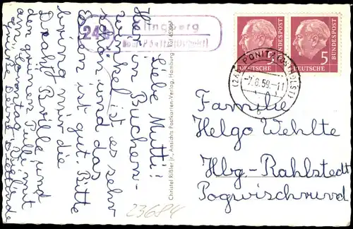 Ansichtskarte Klingberg am See MB Pönitzer See 1959  gel. Landpoststempel