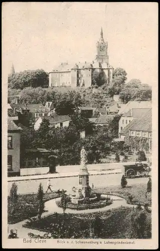 Ansichtskarte Kleve Lohengrindenkmal. 1919  gel. Stempel Rheinlandbesetzung