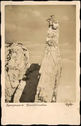 Ansichtskarte Kampenwand Bergsteiger 1959  gel. Landpoststempel