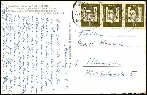 Ansichtskarte Rheindorf Doppelkirche Kirche - Altar 1963