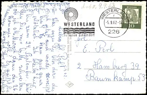 Ansichtskarte Sylt Brandung 1962  Stempel Westerland zu jeder Jahreszeit