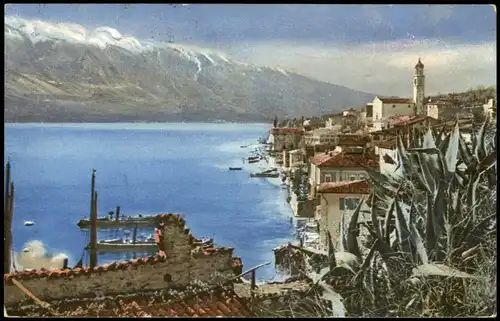 .Italien Italia Italien Stimmungsbild See und Stadt Photochromie 1909