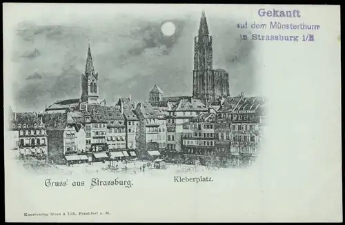 CPA Straßburg Strasbourg Kleberplatz - Mondschein 1899