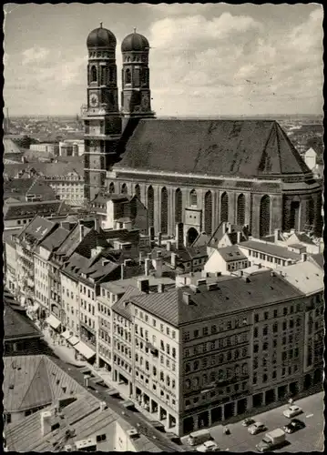 Ansichtskarte München Straße und Frauenkirche 1963