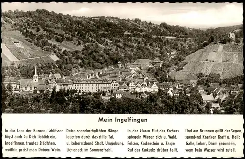 Ansichtskarte Ingelfingen Panorama-Ansicht 1955   frankiert mit DBP 10 Pf. GAUSS